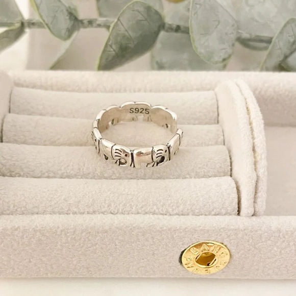 925 Sterling Silver Elephant Ring Minimalist Ring Boho Ring Elephant Ring Band - Picture 10 of 10